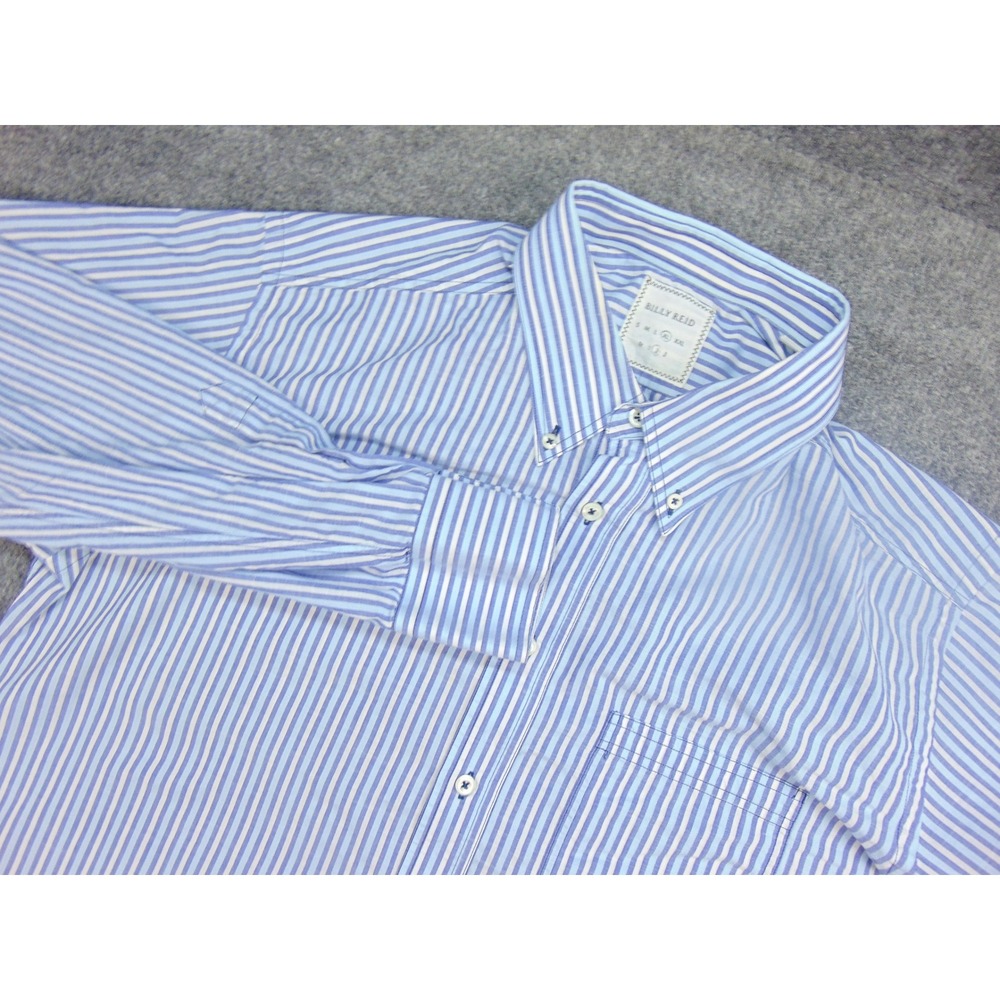 Billy Reid Shirt Men XL Button Down Blue Stripe Made Italy Preppy Coastal Office